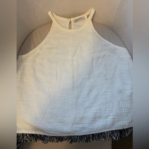 Zara Trafaluc creme and black fringed blouse! Size small